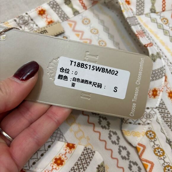 Brand new with Tags Timeson Brand V Neck Sleeveless Blouse Boho Print Small - Picture 9 of 12